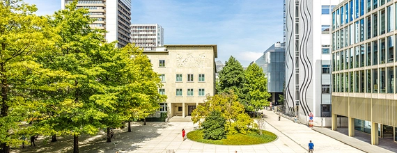 Une vue du Campus Novartis de Bâle au printemps
